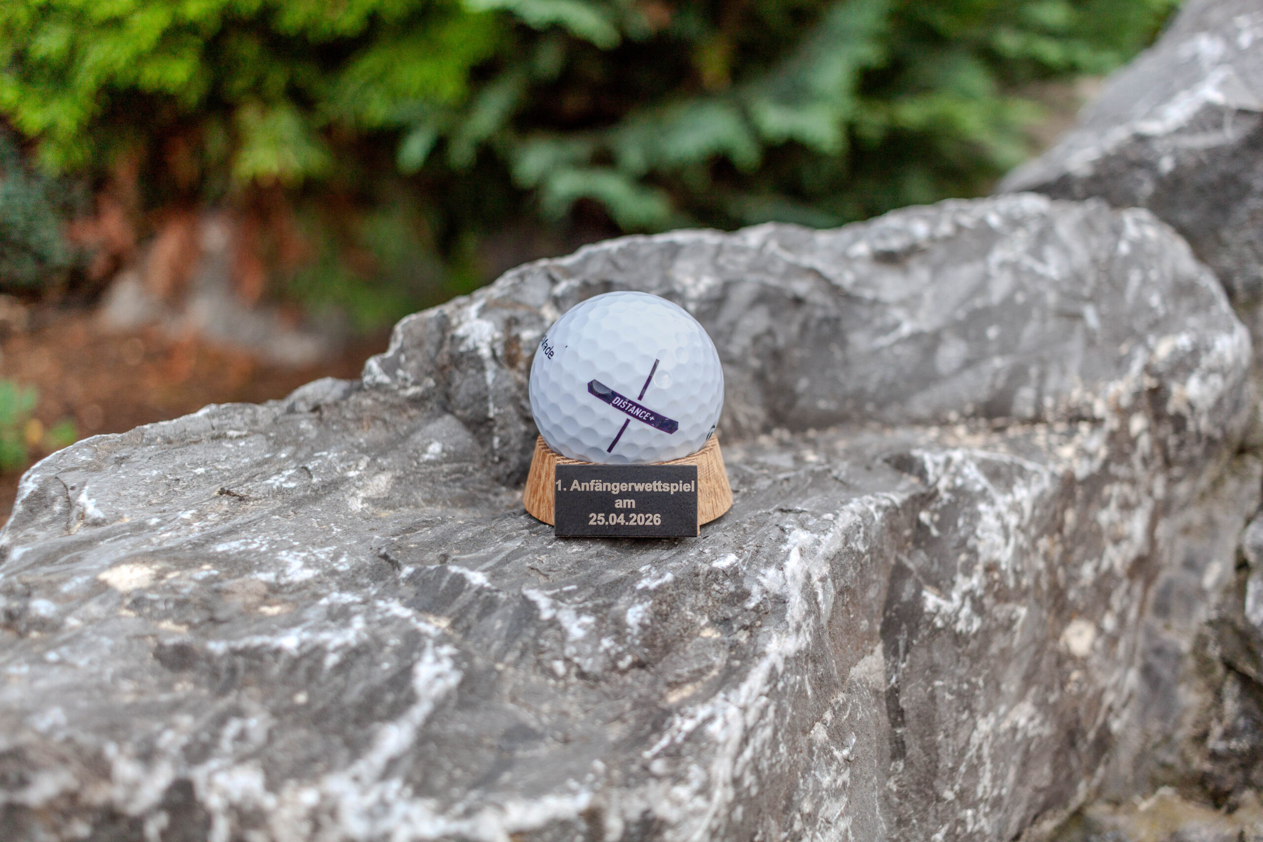 Milestone – Personalisierter Golfballständer aus historischem Eichenholz | Golfball Display mit Gravur | Golf Geschenk | Turnierpreis – Bild 2